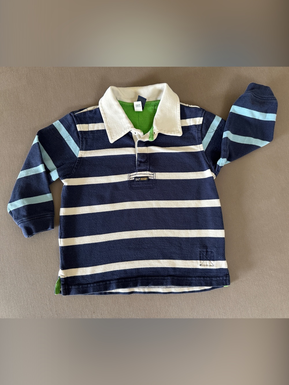 GAP Boys Navy, White & Light Blue Striped Rugby Polo